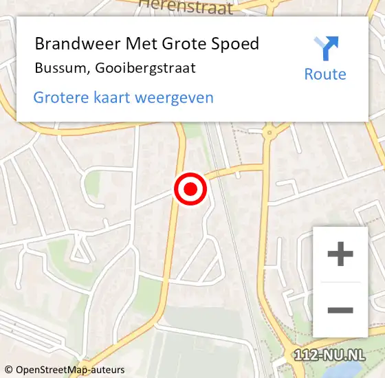 Locatie op kaart van de 112 melding: Brandweer Met Grote Spoed Naar Bussum, Gooibergstraat op 22 juli 2024 09:10