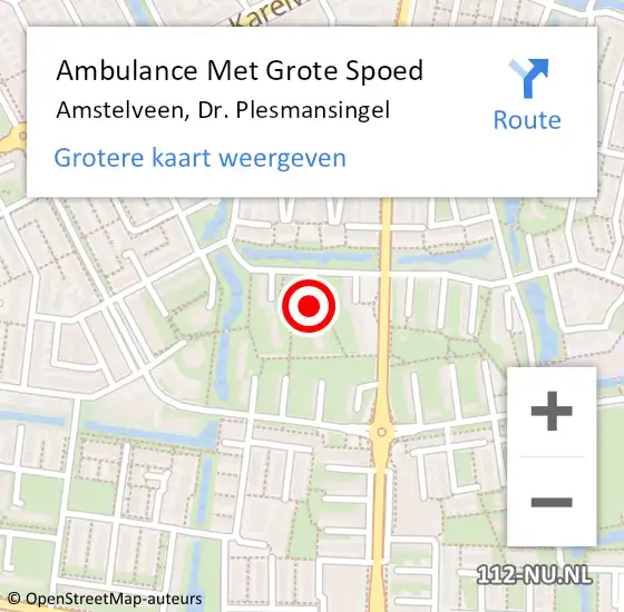 Locatie op kaart van de 112 melding: Ambulance Met Grote Spoed Naar Amstelveen, Dr. Plesmansingel op 22 juli 2024 09:28