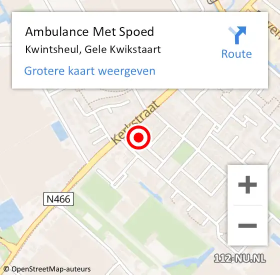 Locatie op kaart van de 112 melding: Ambulance Met Spoed Naar Kwintsheul, Gele Kwikstaart op 22 juli 2024 09:30