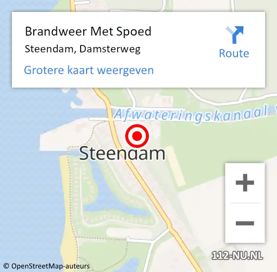 Locatie op kaart van de 112 melding: Brandweer Met Spoed Naar Steendam, Damsterweg op 22 juli 2024 09:43