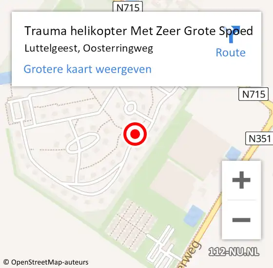 Locatie op kaart van de 112 melding: Trauma helikopter Met Zeer Grote Spoed Naar Luttelgeest, Oosterringweg op 22 juli 2024 09:55