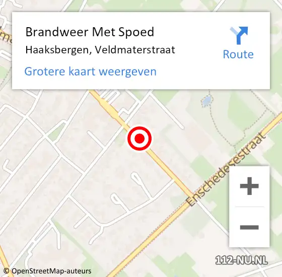 Locatie op kaart van de 112 melding: Brandweer Met Spoed Naar Haaksbergen, Veldmaterstraat op 22 juli 2024 09:58