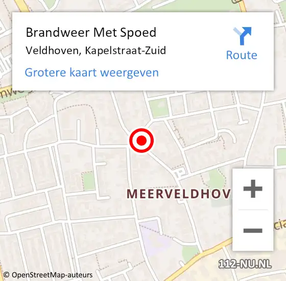 Locatie op kaart van de 112 melding: Brandweer Met Spoed Naar Veldhoven, Kapelstraat-Zuid op 22 juli 2024 10:06