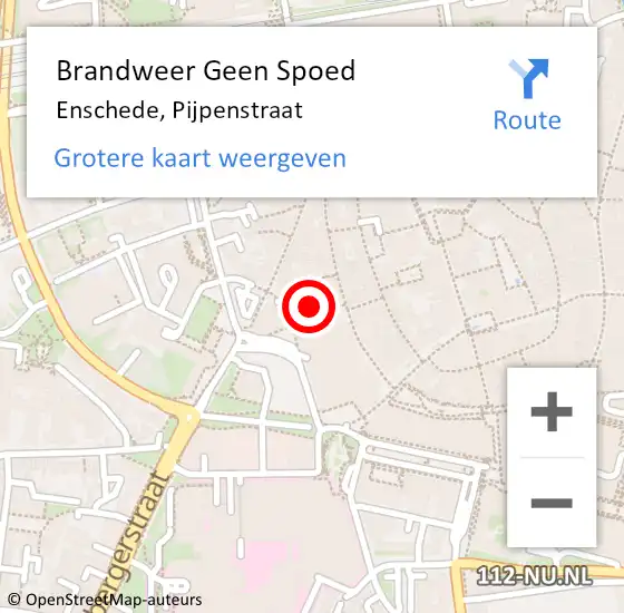 Locatie op kaart van de 112 melding: Brandweer Geen Spoed Naar Enschede, Pijpenstraat op 22 juli 2024 10:13