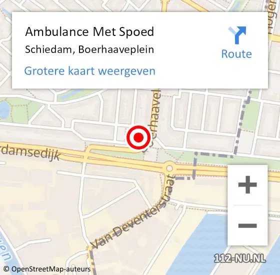 Locatie op kaart van de 112 melding: Ambulance Met Spoed Naar Schiedam, Boerhaaveplein op 22 juli 2024 10:30