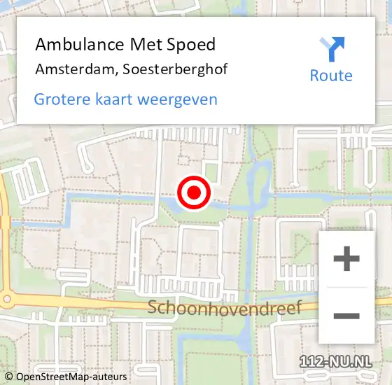 Locatie op kaart van de 112 melding: Ambulance Met Spoed Naar Amsterdam, Soesterberghof op 22 juli 2024 10:32