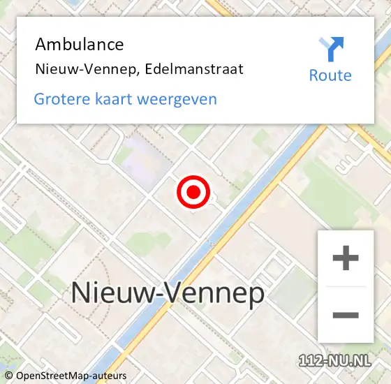 Locatie op kaart van de 112 melding: Ambulance Nieuw-Vennep, Edelmanstraat op 22 juli 2024 10:36