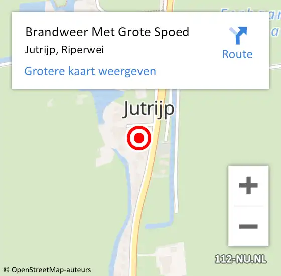 Locatie op kaart van de 112 melding: Brandweer Met Grote Spoed Naar Jutrijp, Riperwei op 22 juli 2024 10:43