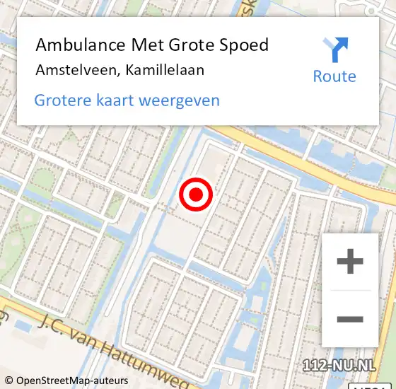 Locatie op kaart van de 112 melding: Ambulance Met Grote Spoed Naar Amstelveen, Kamillelaan op 22 juli 2024 10:51