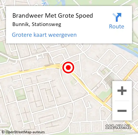 Locatie op kaart van de 112 melding: Brandweer Met Grote Spoed Naar Bunnik, Stationsweg op 13 oktober 2014 22:34