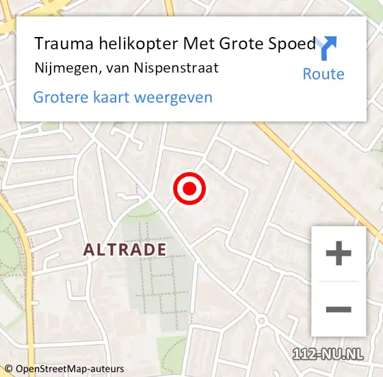 Locatie op kaart van de 112 melding: Trauma helikopter Met Grote Spoed Naar Nijmegen, van Nispenstraat op 22 juli 2024 11:10