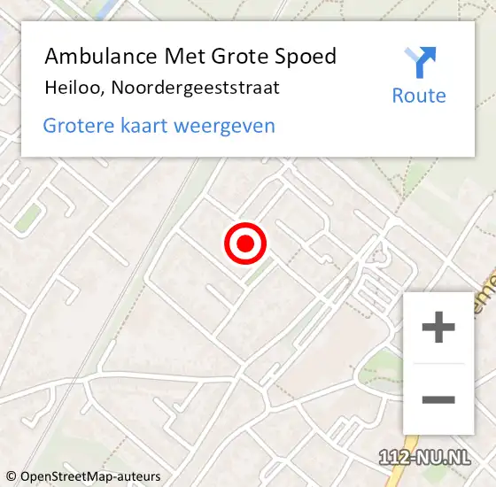 Locatie op kaart van de 112 melding: Ambulance Met Grote Spoed Naar Heiloo, Noordergeeststraat op 22 juli 2024 11:26