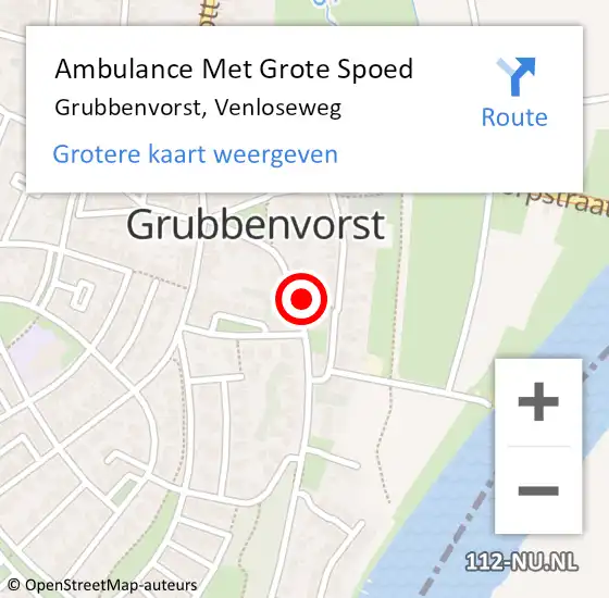 Locatie op kaart van de 112 melding: Ambulance Met Grote Spoed Naar Grubbenvorst, Venloseweg op 13 oktober 2014 22:41