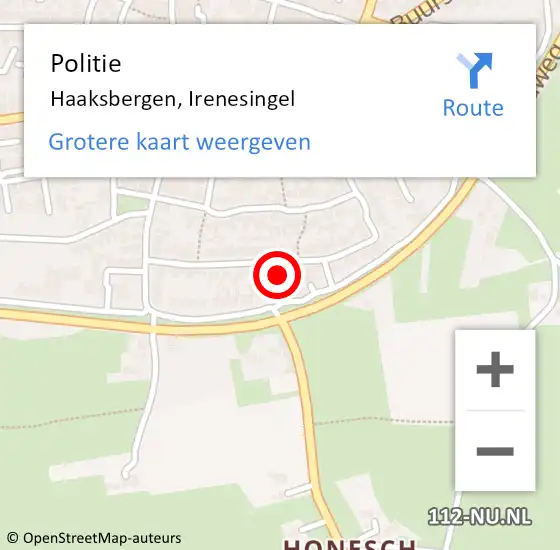 Locatie op kaart van de 112 melding: Politie Haaksbergen, Irenesingel op 22 juli 2024 11:35