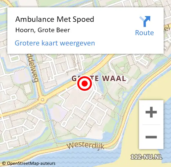 Locatie op kaart van de 112 melding: Ambulance Met Spoed Naar Hoorn, Grote Beer op 22 juli 2024 11:47