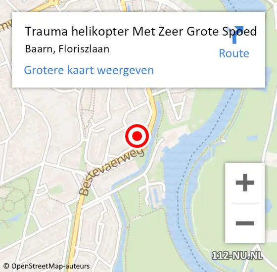 Locatie op kaart van de 112 melding: Trauma helikopter Met Zeer Grote Spoed Naar Baarn, Floriszlaan op 22 juli 2024 11:47