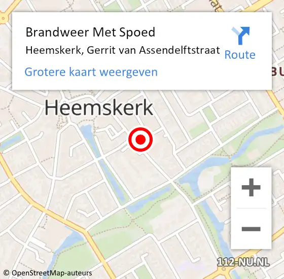 Locatie op kaart van de 112 melding: Brandweer Met Spoed Naar Heemskerk, Gerrit van Assendelftstraat op 22 juli 2024 11:56