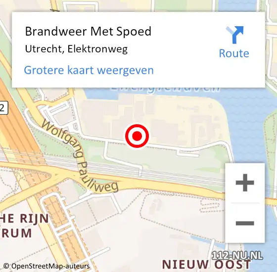 Locatie op kaart van de 112 melding: Brandweer Met Spoed Naar Utrecht, Elektronweg op 22 juli 2024 12:25