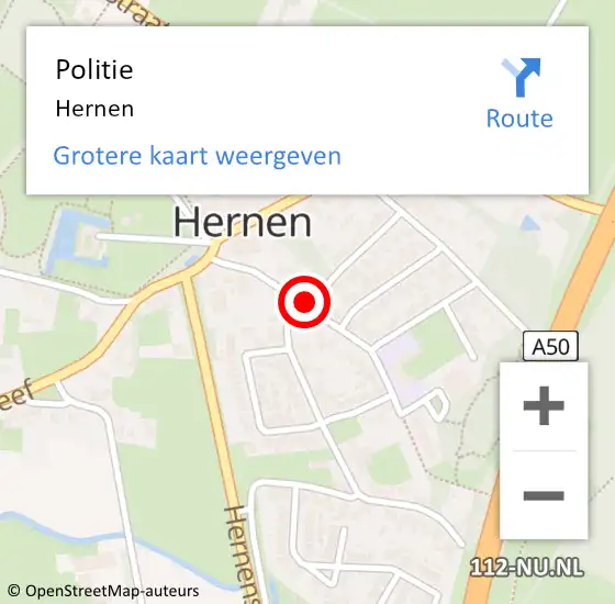 Locatie op kaart van de 112 melding: Politie Hernen op 22 juli 2024 12:48