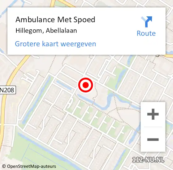 Locatie op kaart van de 112 melding: Ambulance Met Spoed Naar Hillegom, Abellalaan op 22 juli 2024 12:56