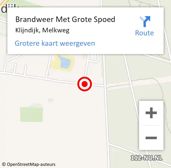 Locatie op kaart van de 112 melding: Brandweer Met Grote Spoed Naar Klijndijk, Melkweg op 22 juli 2024 13:05