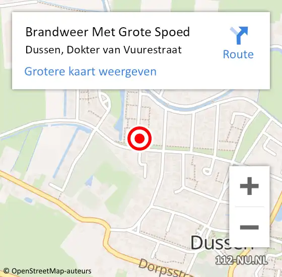 Locatie op kaart van de 112 melding: Brandweer Met Grote Spoed Naar Dussen, Dokter van Vuurestraat op 22 juli 2024 13:12