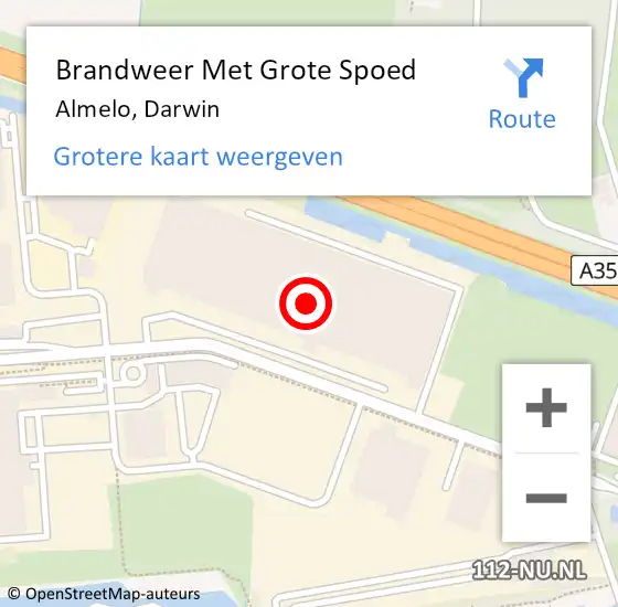 Locatie op kaart van de 112 melding: Brandweer Met Grote Spoed Naar Almelo, Darwin op 22 juli 2024 13:20