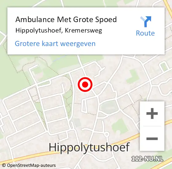 Locatie op kaart van de 112 melding: Ambulance Met Grote Spoed Naar Hippolytushoef, Kremersweg op 22 juli 2024 13:23