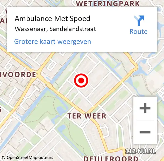 Locatie op kaart van de 112 melding: Ambulance Met Spoed Naar Wassenaar, Sandelandstraat op 22 juli 2024 13:29