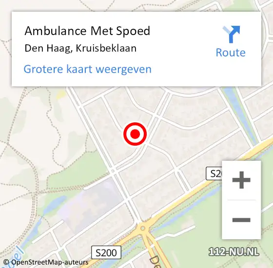 Locatie op kaart van de 112 melding: Ambulance Met Spoed Naar Den Haag, Kruisbeklaan op 22 juli 2024 13:30