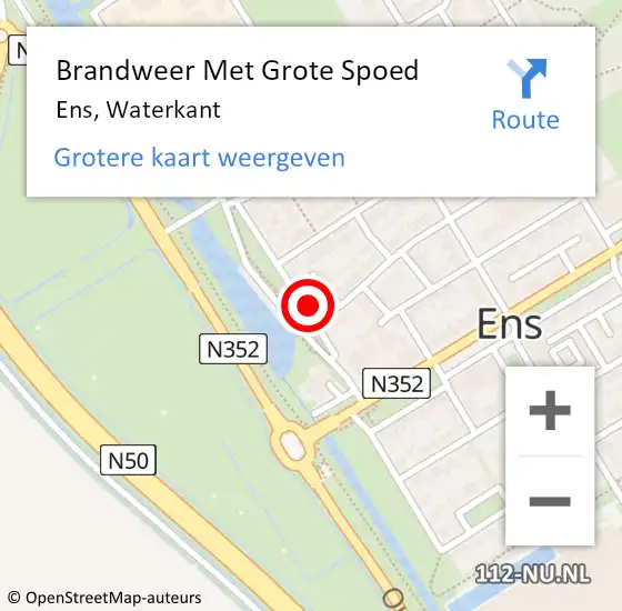 Locatie op kaart van de 112 melding: Brandweer Met Grote Spoed Naar Ens, Waterkant op 22 juli 2024 13:48