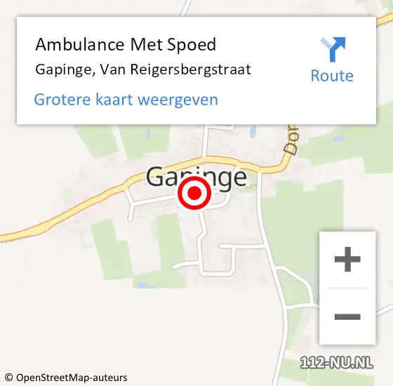 Locatie op kaart van de 112 melding: Ambulance Met Spoed Naar Gapinge, Van Reigersbergstraat op 13 oktober 2014 23:24