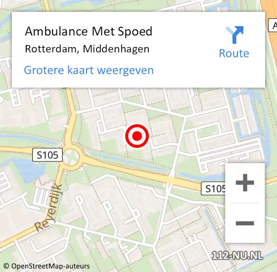 Locatie op kaart van de 112 melding: Ambulance Met Spoed Naar Rotterdam, Middenhagen op 22 juli 2024 13:54