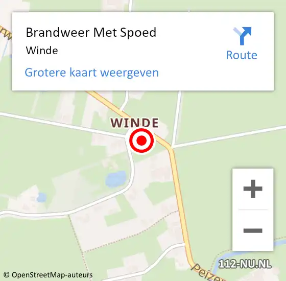 Locatie op kaart van de 112 melding: Brandweer Met Spoed Naar Winde op 22 juli 2024 13:57