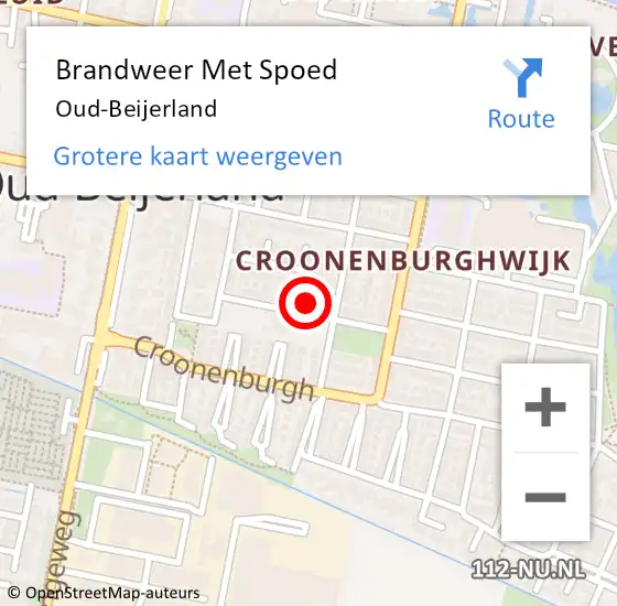 Locatie op kaart van de 112 melding: Brandweer Met Spoed Naar Oud-Beijerland op 22 juli 2024 14:07