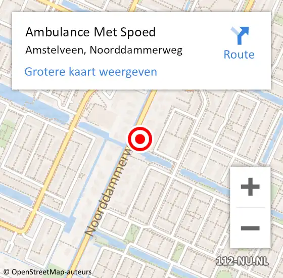 Locatie op kaart van de 112 melding: Ambulance Met Spoed Naar Amstelveen, Noorddammerweg op 22 juli 2024 14:11