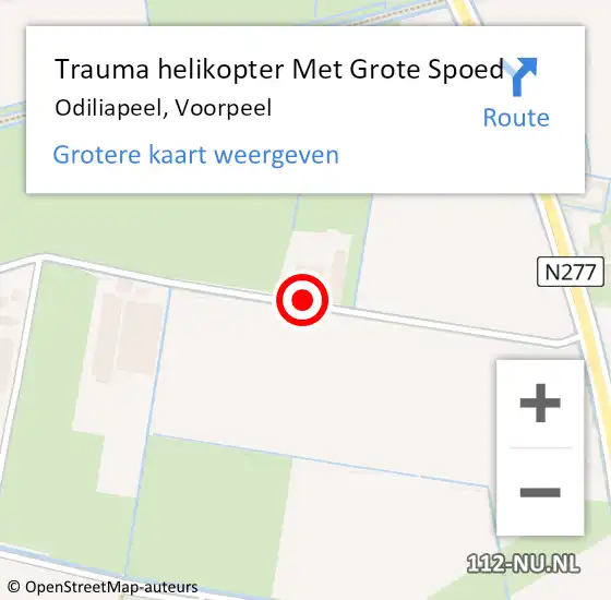 Locatie op kaart van de 112 melding: Trauma helikopter Met Grote Spoed Naar Odiliapeel, Voorpeel op 22 juli 2024 14:23