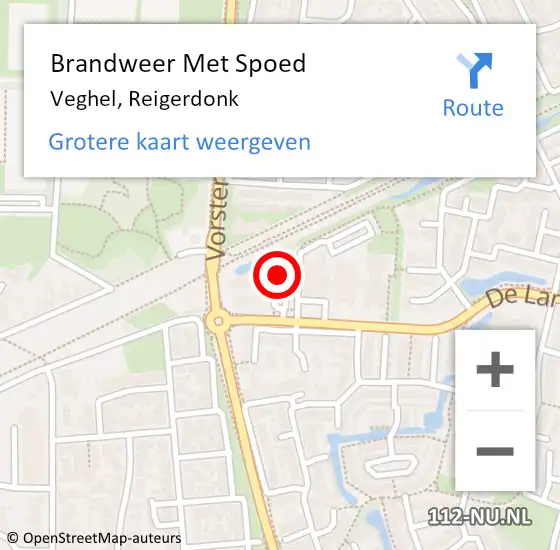 Locatie op kaart van de 112 melding: Brandweer Met Spoed Naar Veghel, Reigerdonk op 22 juli 2024 14:38