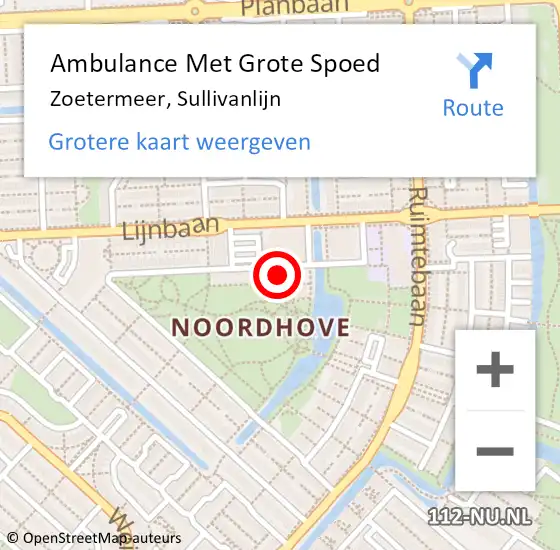 Locatie op kaart van de 112 melding: Ambulance Met Grote Spoed Naar Zoetermeer, Sullivanlijn op 22 juli 2024 14:54