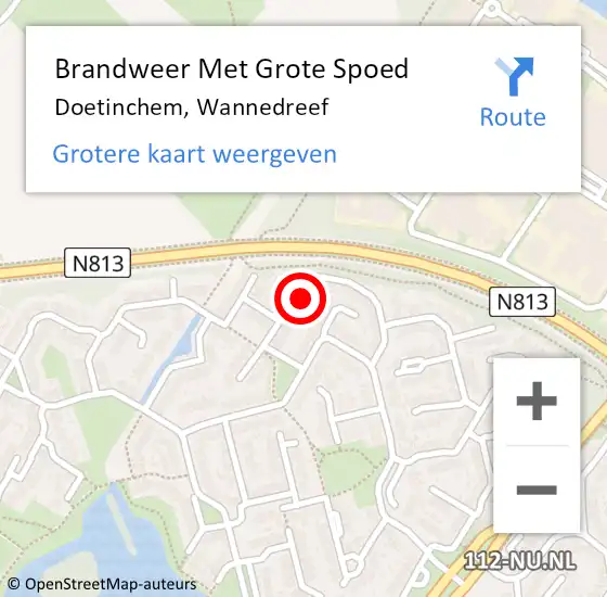 Locatie op kaart van de 112 melding: Brandweer Met Grote Spoed Naar Doetinchem, Wannedreef op 22 juli 2024 15:00