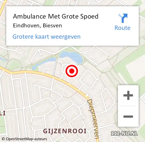 Locatie op kaart van de 112 melding: Ambulance Met Grote Spoed Naar Eindhoven, Biesven op 13 oktober 2014 23:43