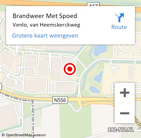 Locatie op kaart van de 112 melding: Brandweer Met Spoed Naar Venlo, van Heemskerckweg op 22 juli 2024 15:04