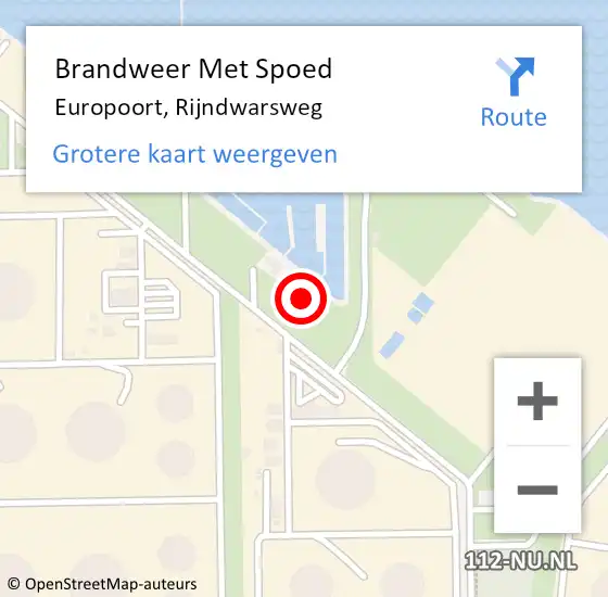 Locatie op kaart van de 112 melding: Brandweer Met Spoed Naar Europoort, Rijndwarsweg op 22 juli 2024 15:10