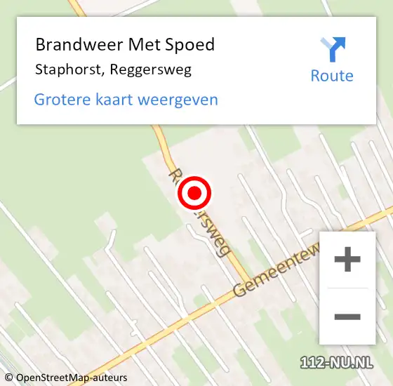 Locatie op kaart van de 112 melding: Brandweer Met Spoed Naar Staphorst, Reggersweg op 22 juli 2024 15:24