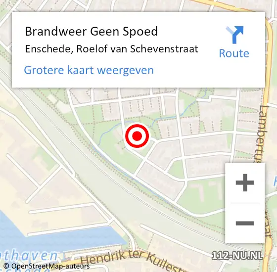 Locatie op kaart van de 112 melding: Brandweer Geen Spoed Naar Enschede, Roelof van Schevenstraat op 22 juli 2024 15:43