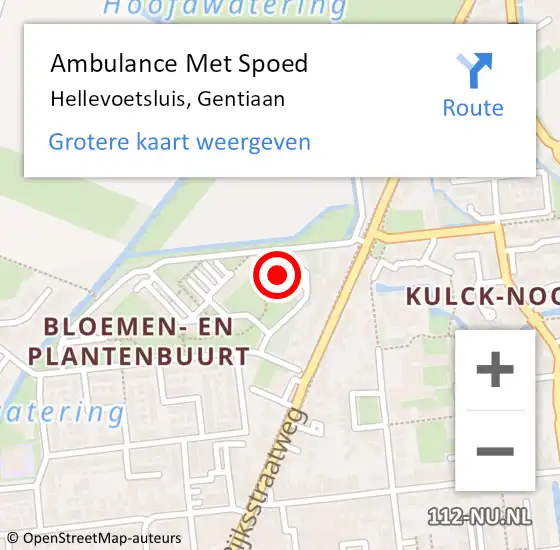 Locatie op kaart van de 112 melding: Ambulance Met Spoed Naar Hellevoetsluis, Gentiaan op 22 juli 2024 15:47