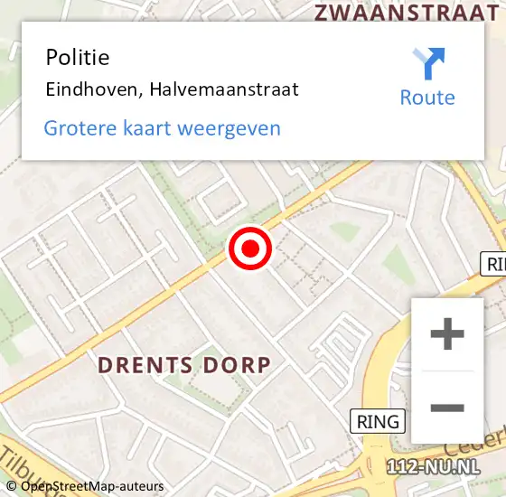 Locatie op kaart van de 112 melding: Politie Eindhoven, Halvemaanstraat op 22 juli 2024 15:50