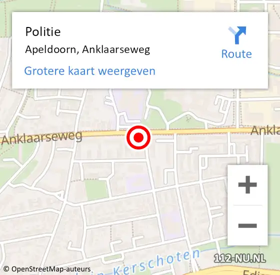 Locatie op kaart van de 112 melding: Politie Apeldoorn, Anklaarseweg op 22 juli 2024 16:20