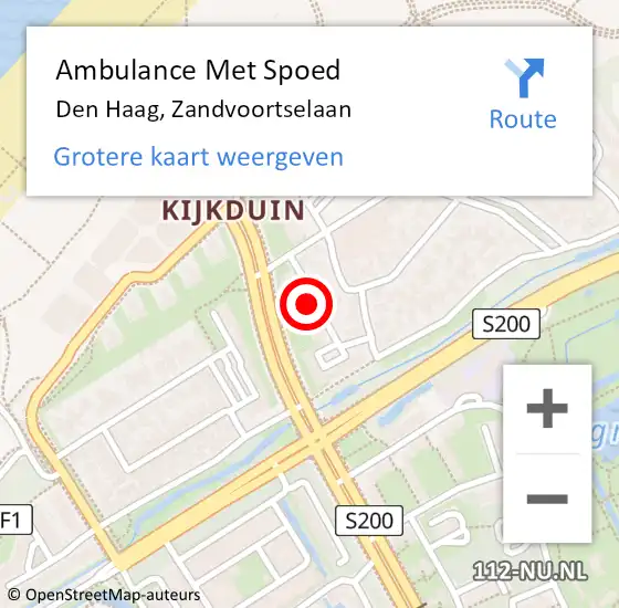 Locatie op kaart van de 112 melding: Ambulance Met Spoed Naar Den Haag, Zandvoortselaan op 22 juli 2024 16:22