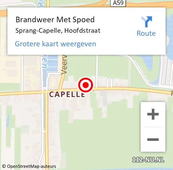 Locatie op kaart van de 112 melding: Brandweer Met Spoed Naar Sprang-Capelle, Hoofdstraat op 22 juli 2024 16:23